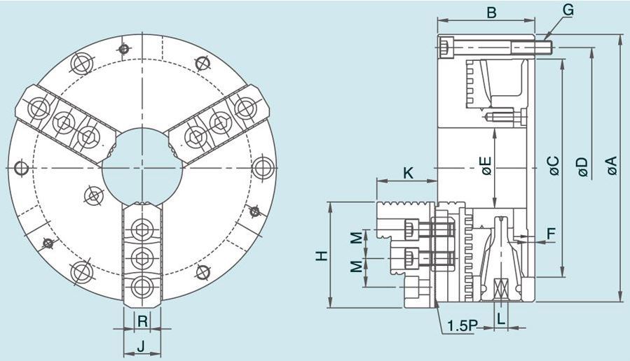 Manual Lathe 3 Jaw Scroll Chuck (NT-09)