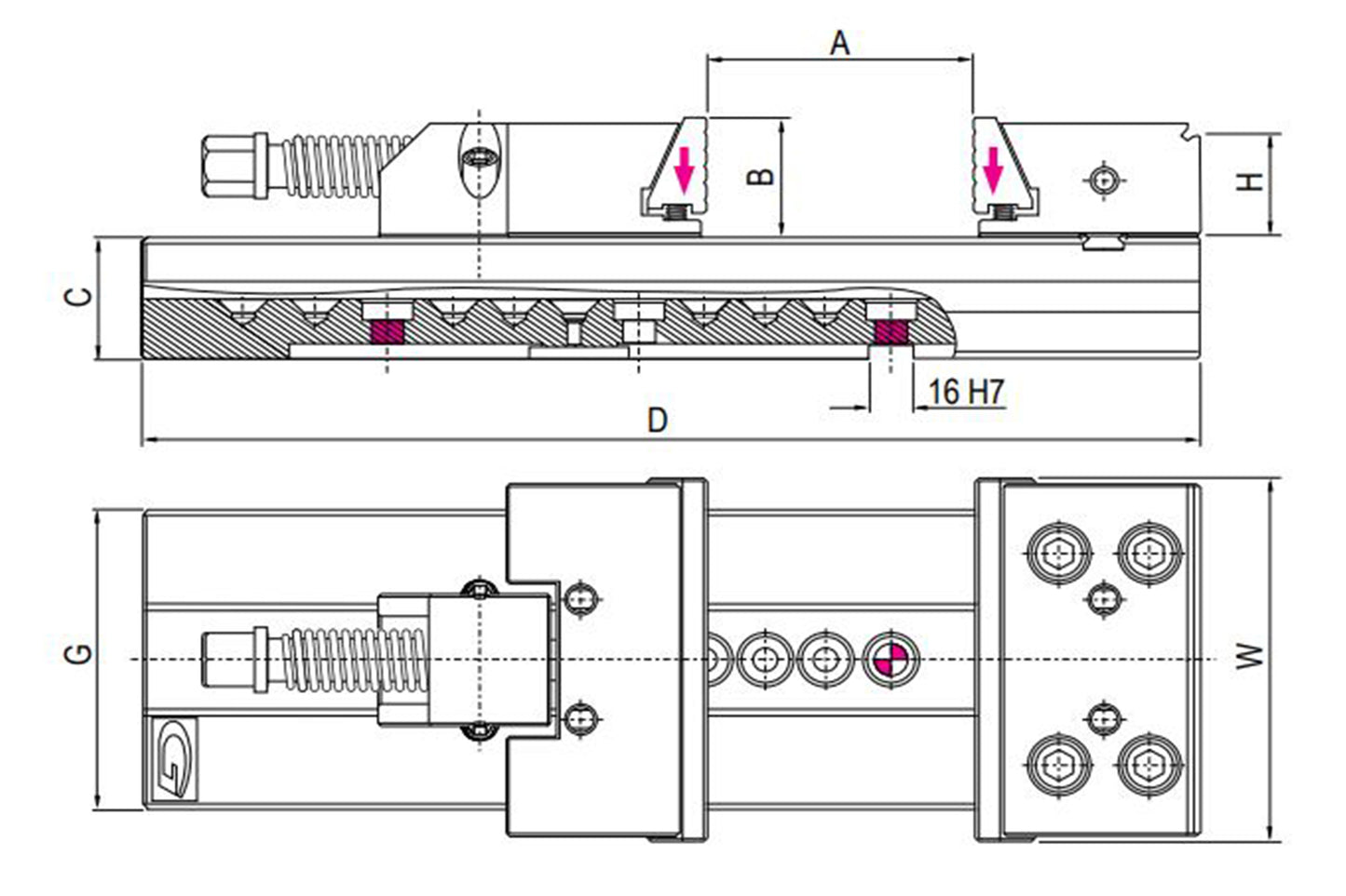 Gerardi Standard Precision Modular Vice with Solid Guided Movable Jaw (Width = 125mm, Opening = 150mm)